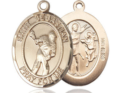 St Sebastian Lacrosse Catholic Patron Saint Medal, pewter / sterling silver / gold-filled (view 4), Bliss Manufacturing