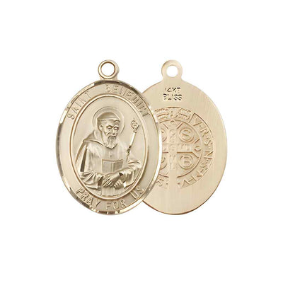 Medium Saint Benedict 14kt Gold Oval Medal Pendant comes in Deluxe Gift Box | Bliss Manufacturing