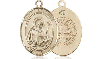 St Benedict Medal Necklace, 14kt gold, Bliss Manufacturing