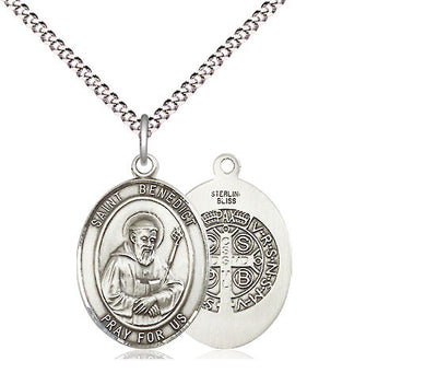 St Benedict Medal Necklace, pewter / sterling silver / gold-filled, Bliss Manufacturing