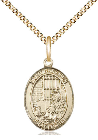 St Benjamin Medal Necklace, gold-filled, Bliss Manufacturing