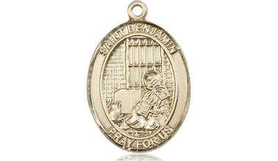 St Benjamin Medal Necklace, 14kt gold, Bliss Manufacturing