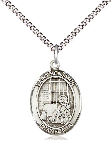 St Benjamin Medal Necklace, pewter / sterling silver / gold-filled (view 4), Bliss Manufacturing