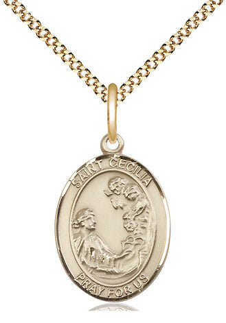 St Cecilia Medal Necklace, gold-filled, Bliss Manufacturing