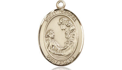 St Cecilia Medal Necklace, 14kt gold, Bliss Manufacturing