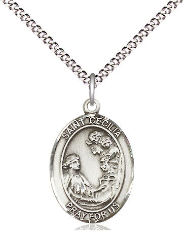 St Cecilia Medal Necklace, pewter / sterling silver / gold-filled (view 4), Bliss Manufacturing