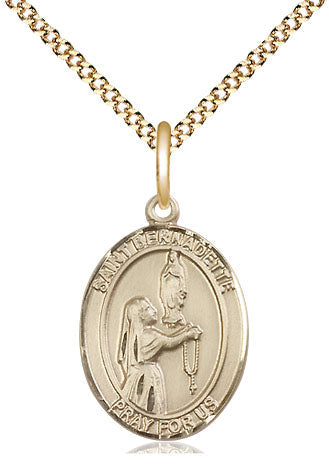 St Bernadette Medal Necklace, gold-filled, Bliss Manufacturing