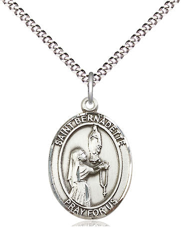 St Bernadette Medal Necklace, pewter / sterling silver / gold-filled (view 4), Bliss Manufacturing