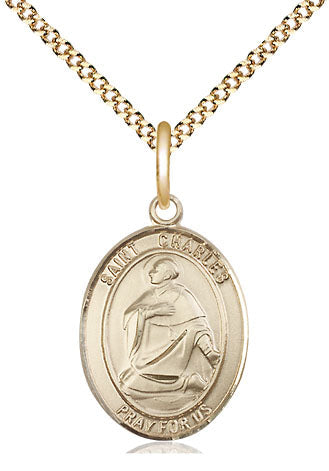 St Charles Borromeo Medal Necklace, gold-filled, Bliss Manufacturing