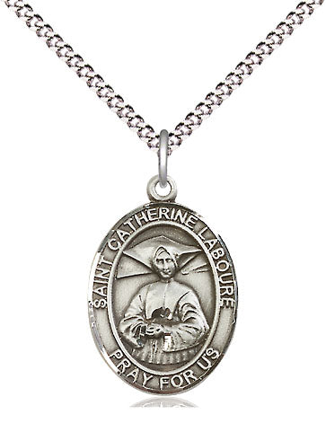 St Catherine Laboure Medal Necklace, pewter / sterling silver / gold-filled (view 4), Bliss Manufacturing