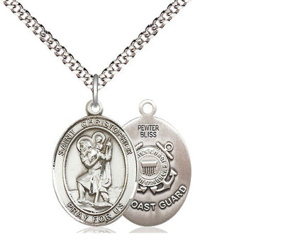 St. Christopher Coast Guard Catholic Patron Saint Medal, pewter, Bliss Manufacturing