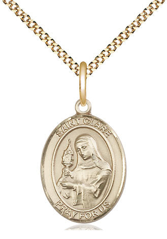 St Clare of Assisi Medal Necklace, gold-filled, Bliss Manufacturing