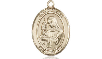 St Clare of Assisi Medal Necklace, 14kt gold, Bliss Manufacturing