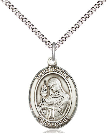 St Clare of Assisi Medal Necklace, pewter / sterling silver / gold-filled (view 4), Bliss Manufacturing