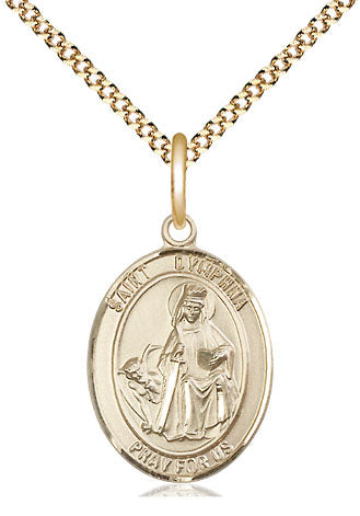 St Dymphna Medal Necklace, gold-filled, Bliss Manufacturing