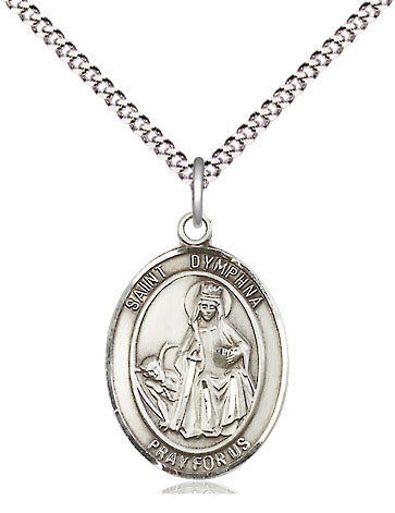 St Dymphna Medal Necklace, pewter / sterling silver / gold-filled (view 4), Bliss Manufacturing