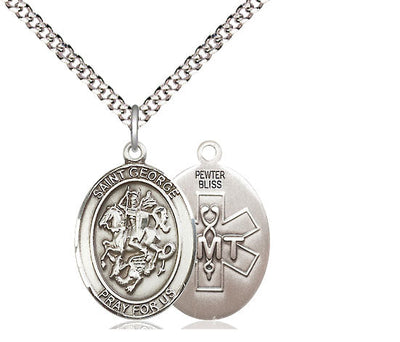 St George EMT Catholic Patron Saint Medal, pewter / sterling silver / gold-filled, Bliss Manufacturing