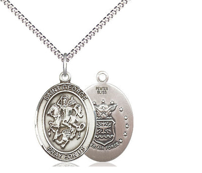 St. George & Air Force Catholic Patron Saint Medal, pewter / sterling silver / gold-filled (view 2), Bliss Manufacturing