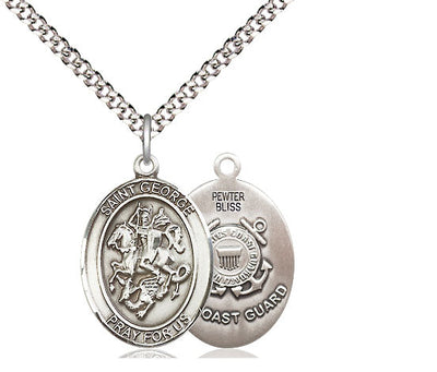 St. George & Coast Guard Catholic Patron Saint Medal, pewter / sterling silver / gold-filled, Bliss Manufacturing
