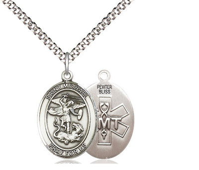 St Michael EMT Catholic Patron Saint Medal, pewter / sterling silver / gold-filled, Bliss Manufacturing
