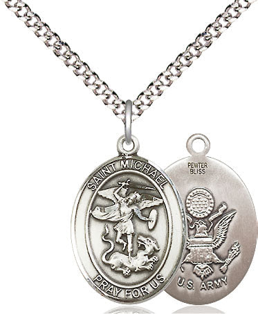 St. Michael & Army Catholic Patron Saint Medal, pewter / sterling silver / gold-filled, Bliss Manufacturing