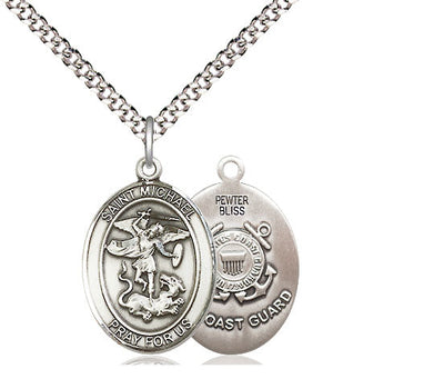 St. Michael & Coast Guard Catholic Patron Saint Medal, pewter / sterling silver / gold-filled, Bliss Manufacturing