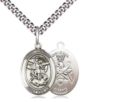 St. Michael & National Guard Catholic Patron Saint Medal, pewter / sterling silver / gold-filled, Bliss Manufacturing
