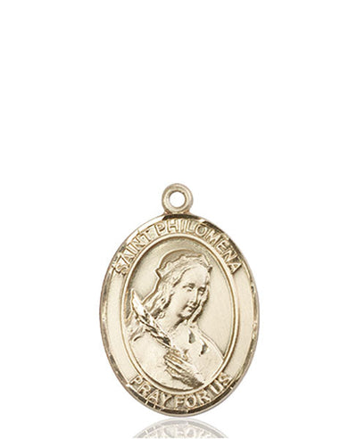 St Philomena Catholic Saint Medal, 14kt gold, Bliss Manufacturing