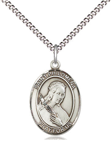 St Philomena Catholic Saint Medal, pewter / sterling silver / gold-filled (view 4), Bliss Manufacturing