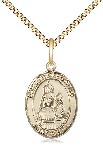 Our Lady of Loretto Catholic Patron Saint Medal, gold-filled, Bliss Manufacturing