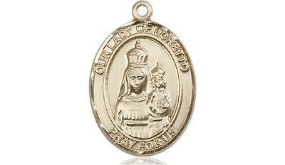 Our Lady of Loretto Catholic Patron Saint Medal, 14kt gold, Bliss Manufacturing