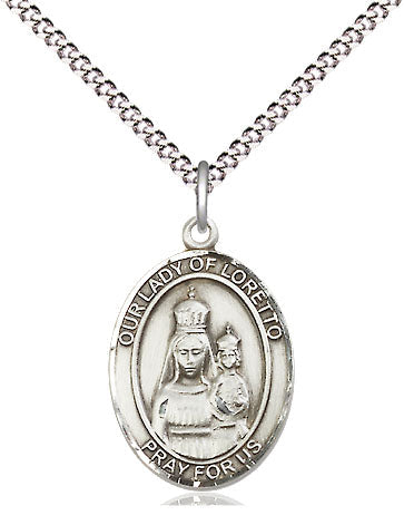 Our Lady of Loretto Catholic Patron Saint Medal, pewter / sterling silver / gold-filled (view 4), Bliss Manufacturing