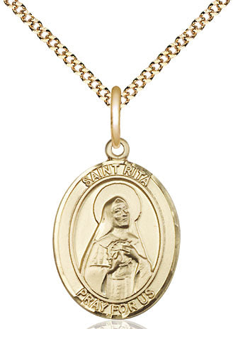 St Rita of Cascia Medal Necklace, gold-filled, Bliss Manufacturing