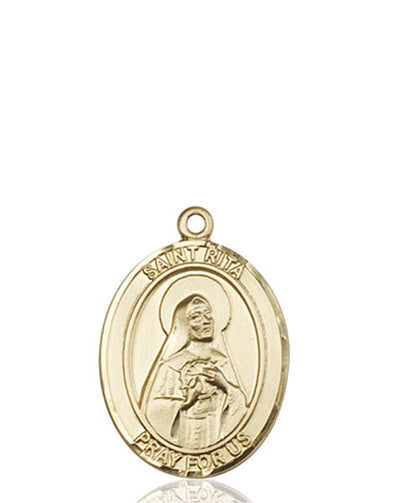 St Rita of Cascia Medal Necklace, 14kt gold, Bliss Manufacturing