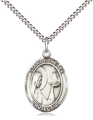 Our Lady Star of the Sea Catholic Patron Saint Medal, pewter / sterling silver / gold-filled (view 4), Bliss Manufacturing