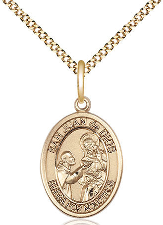 Spanish San Juan de Dios Medal Necklace, gold-filled, Bliss Manufacturing