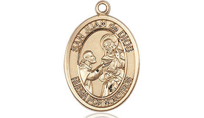 Spanish San Juan de Dios Medal Necklace, 14kt gold, Bliss Manufacturing