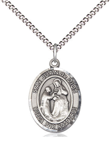 Spanish San Juan de Dios Medal Necklace, pewter / sterling silver / gold-filled (view 4), Bliss Manufacturing