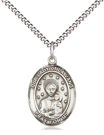 Our Lady of la Vang Catholic Patron Saint Medal, pewter / sterling silver / gold-filled (view 4), Bliss Manufacturing