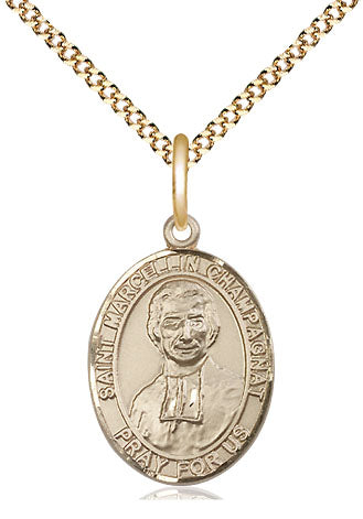 St Marcellin Champagnat Medal Necklace, gold-filled, Bliss Manufacturing