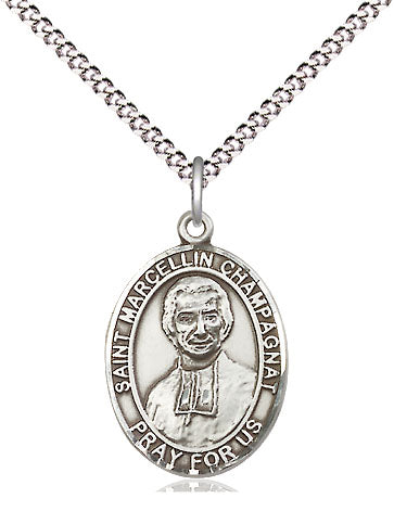 St Marcellin Champagnat Medal Necklace, pewter / sterling silver / gold-filled (view 4), Bliss Manufacturing