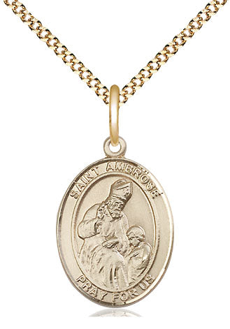 St Ambrose Medal Necklace, gold-filled, Bliss Manufacturing