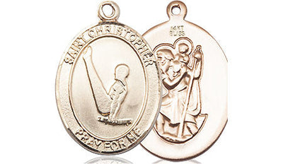 St Christopher Gymnastics Catholic Patron Saint Medal, 14kt gold, Bliss Manufacturing