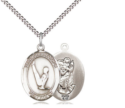 St Christopher Gymnastics Catholic Patron Saint Medal, pewter, Bliss Manufacturing