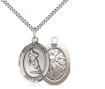 St Sebastian Rugby Catholic Patron Saint Medal, pewter / sterling silver / gold-filled, Bliss Manufacturing