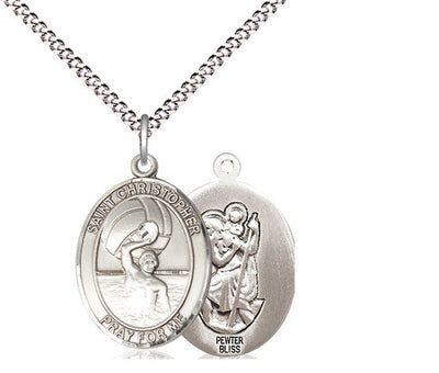 St Christopher Water Polo-Men Catholic Patron Saint Medal, pewter / sterling silver / gold-filled, Bliss Manufacturing
