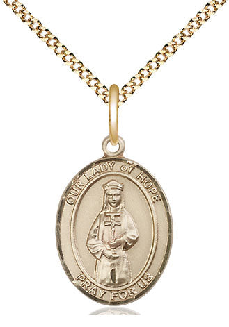 Our Lady of Hope Catholic Patron Saint Medal, gold-filled, Bliss Manufacturing