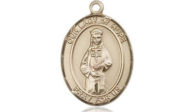 Our Lady of Hope Catholic Patron Saint Medal, 14kt gold, Bliss Manufacturing