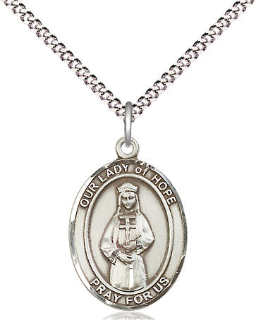 Our Lady of Hope Catholic Patron Saint Medal, pewter / sterling silver / gold-filled (view 4), Bliss Manufacturing