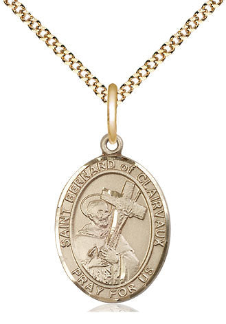 St Bernard of Clairvaux Medal Necklace, gold-filled, Bliss Manufacturing